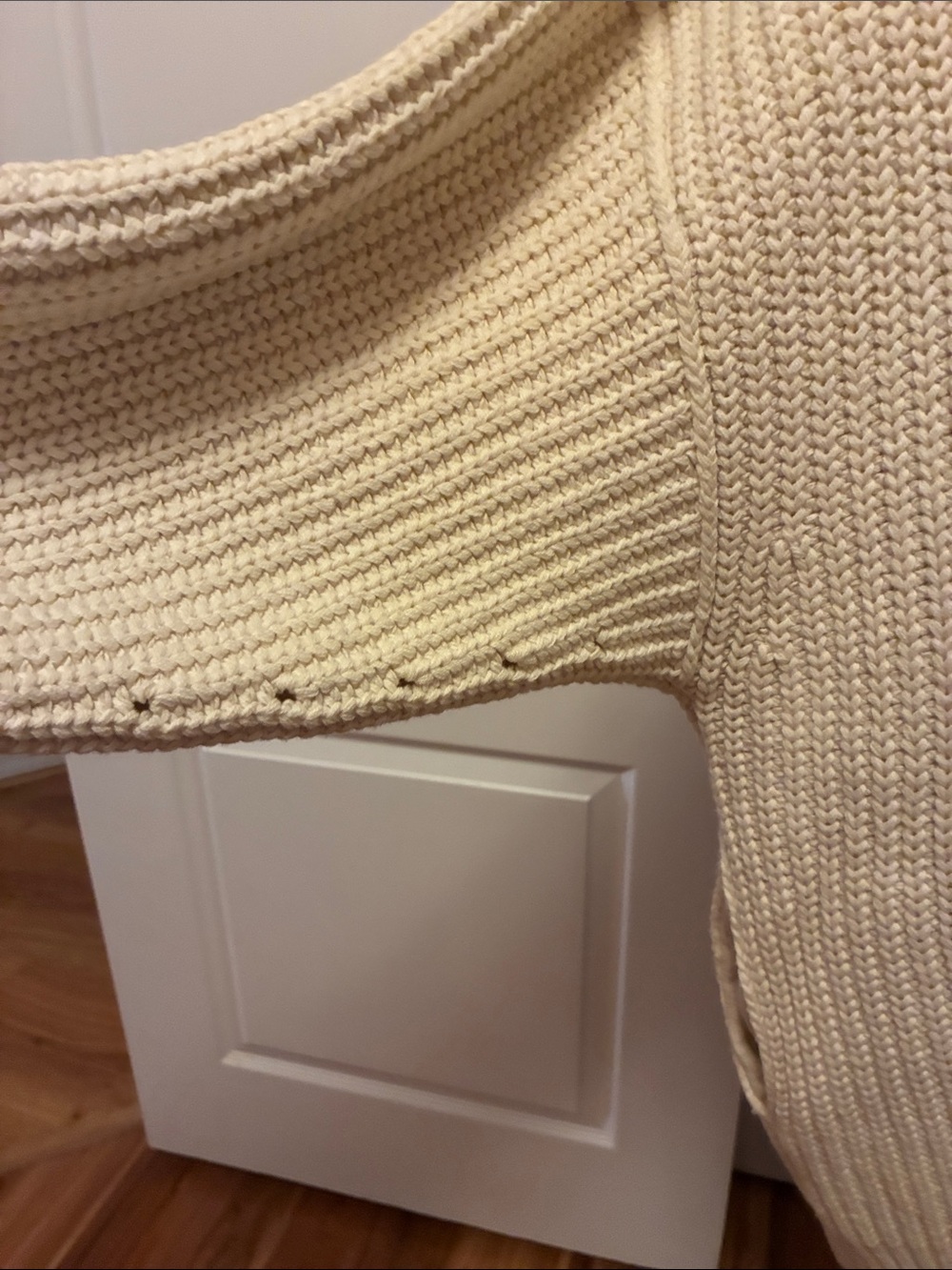 Free People Oversized Cream Ribbed Button Cardigan - Picture 4 of 6